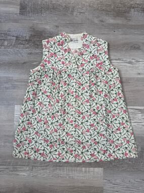 Vintage 60s Phil Jacobs Pink Floral Embroidered Smock Tunic Cottagecore Top S